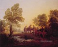 夕方の風景農民と騎馬像トーマス・ゲインズバラ